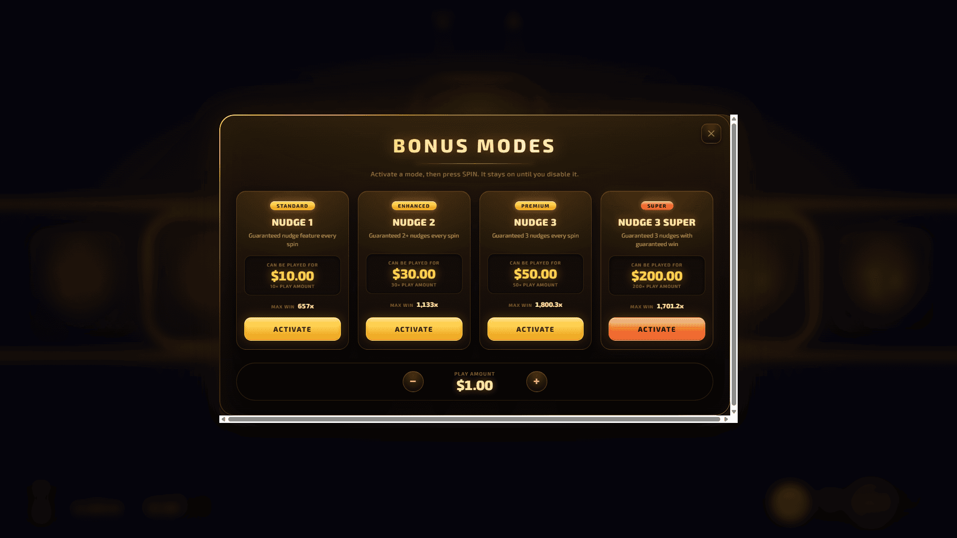 cash multiplier bonus buy menu