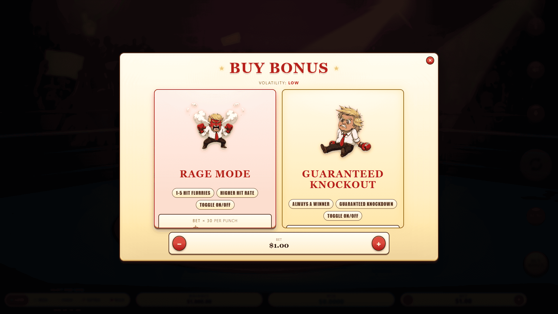 Punch The Boss bonus buy menu