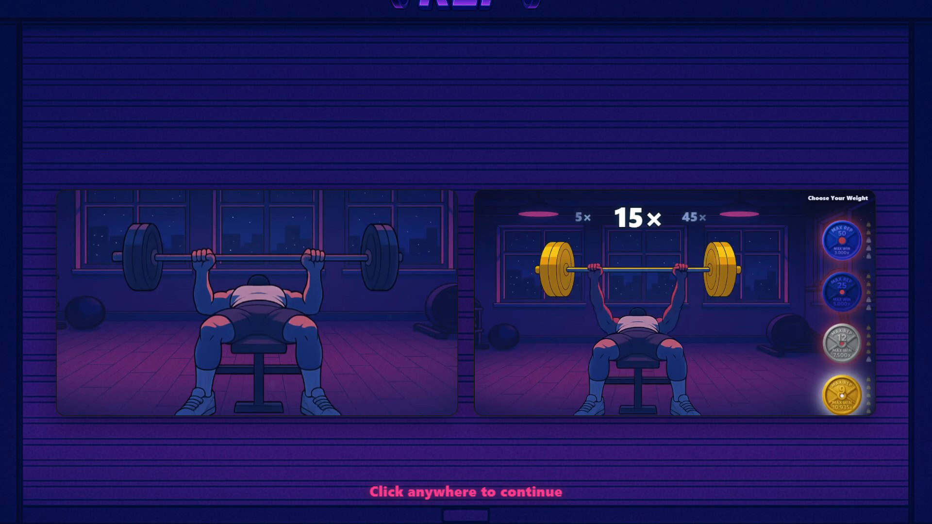 Max Rep slot intro screen