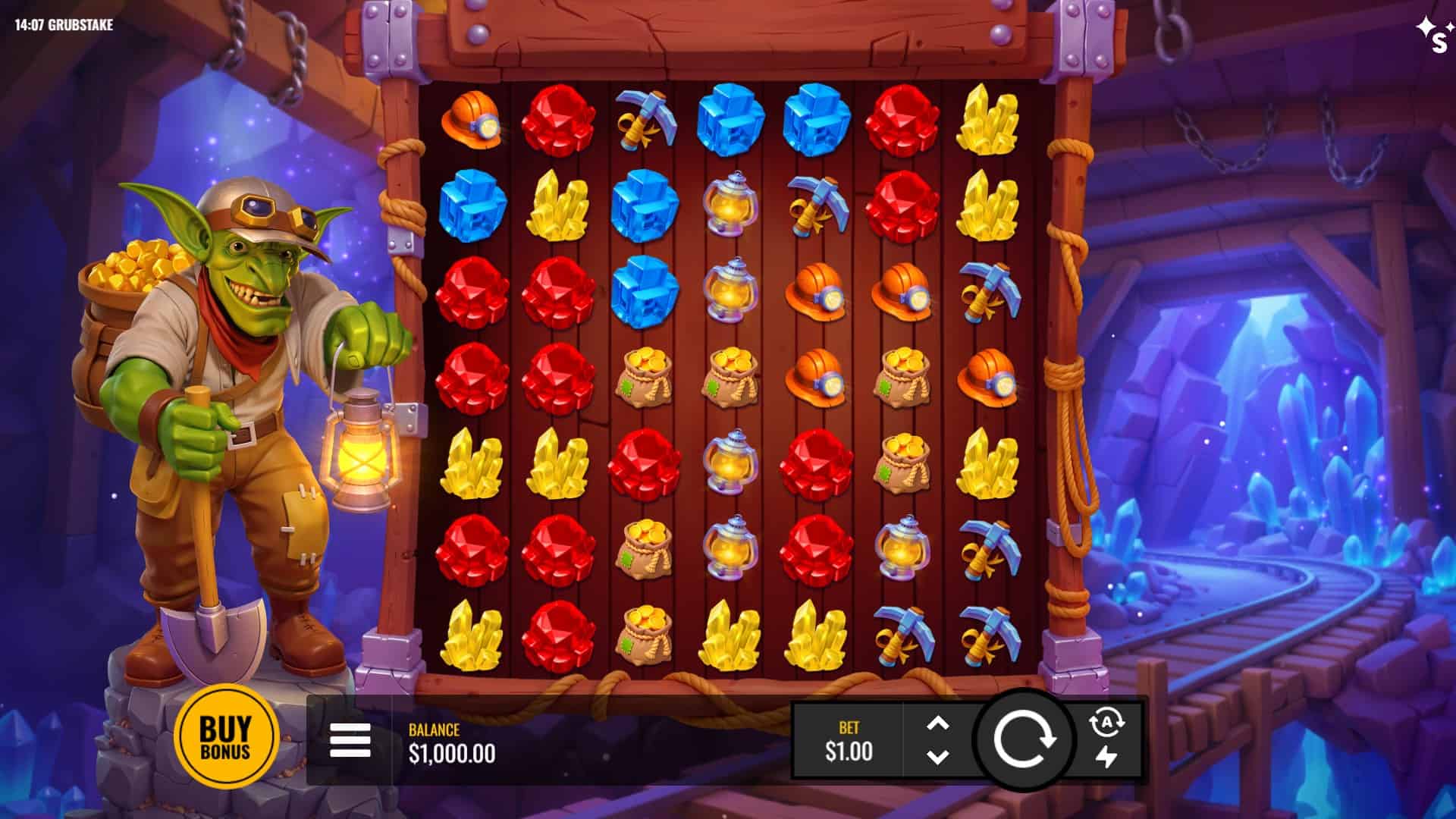 Grubstake slot gameplay reels