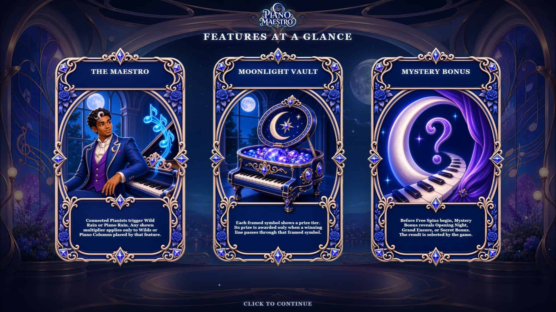 Piano Maestro slot intro screen