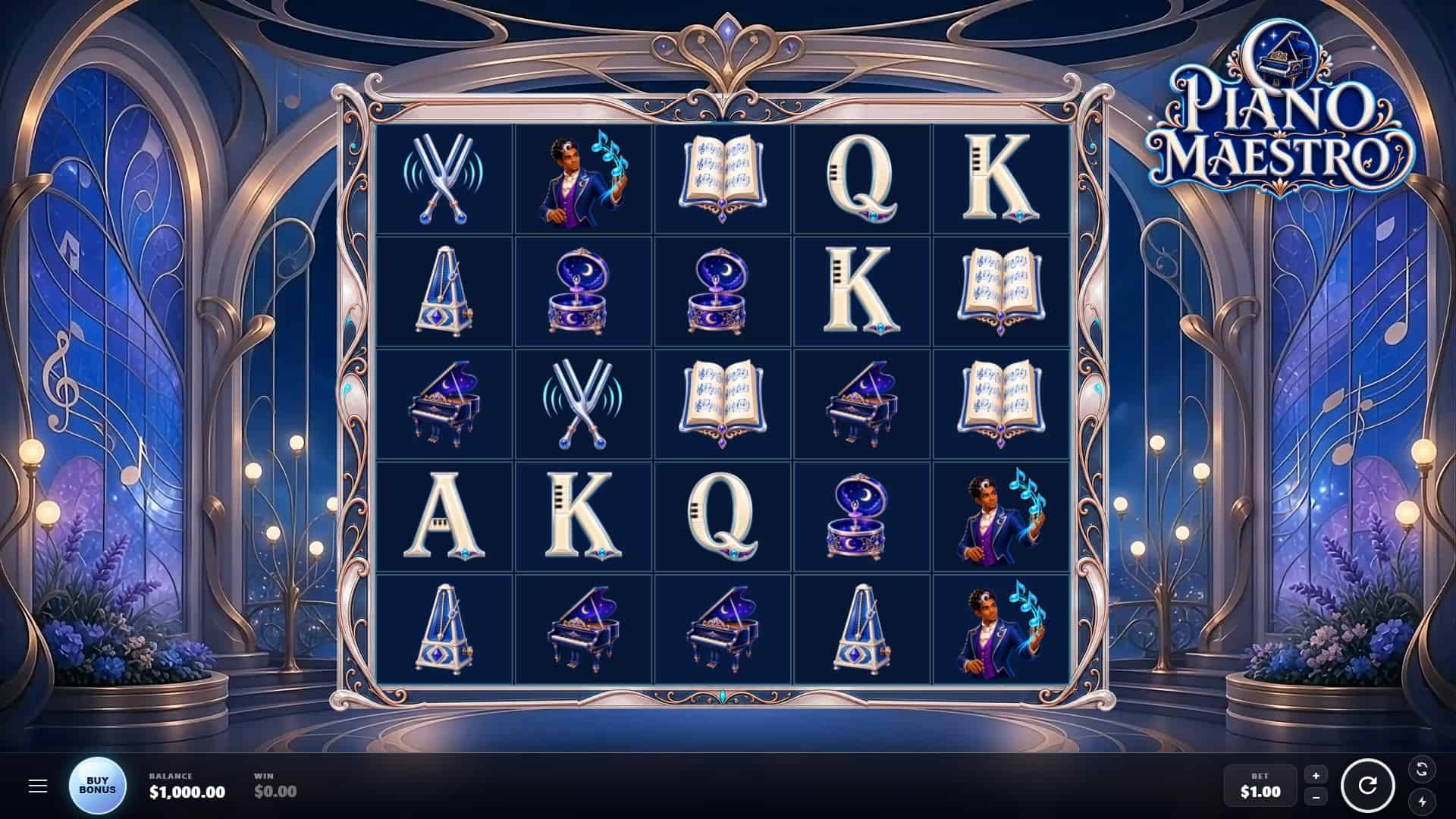 Piano Maestro slot gameplay reels