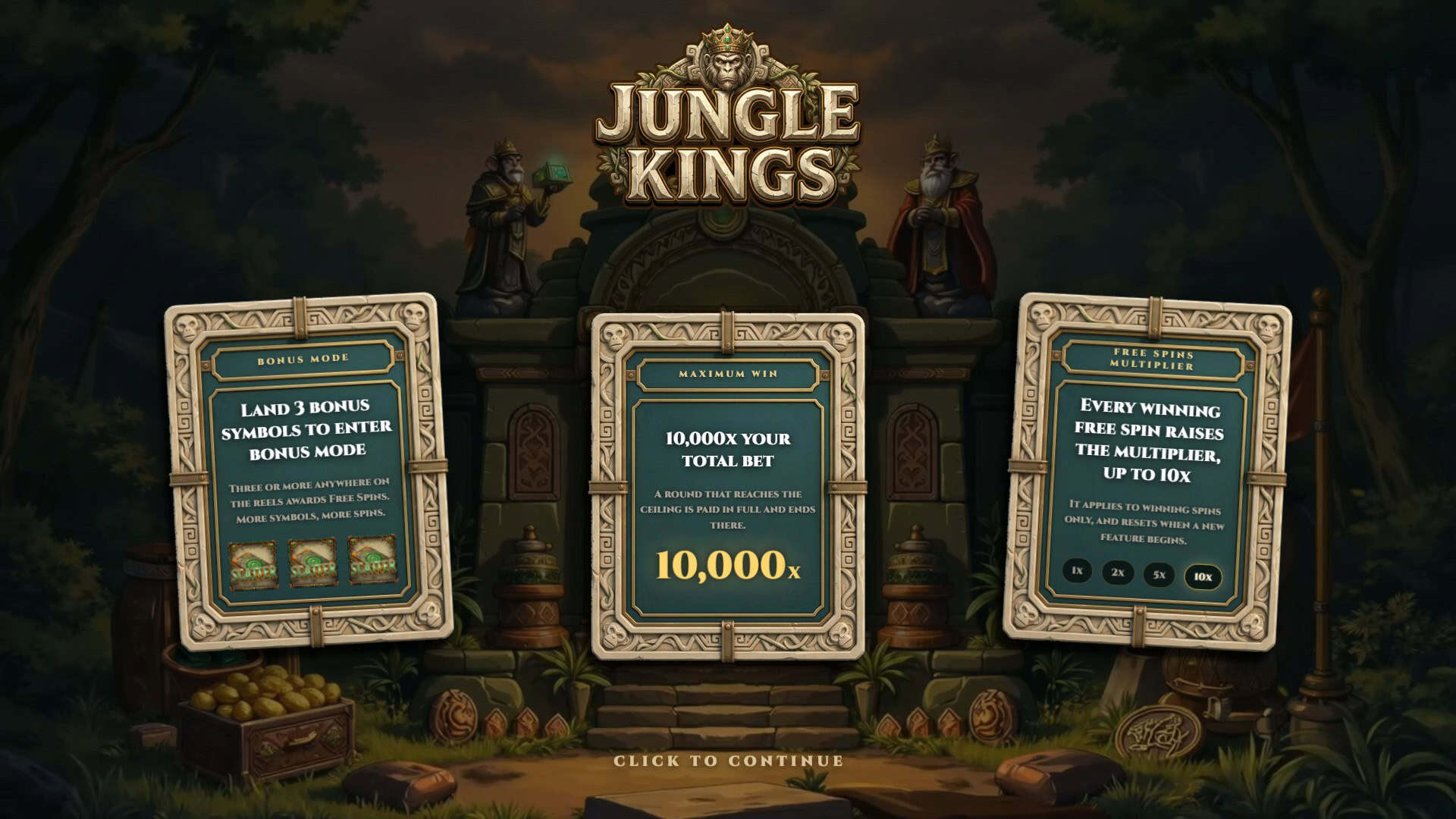 Jungle Kings slot intro screen