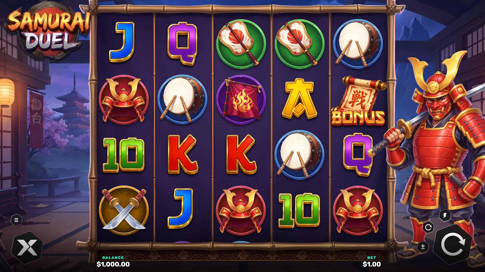 Samurai Duel slot gameplay reels