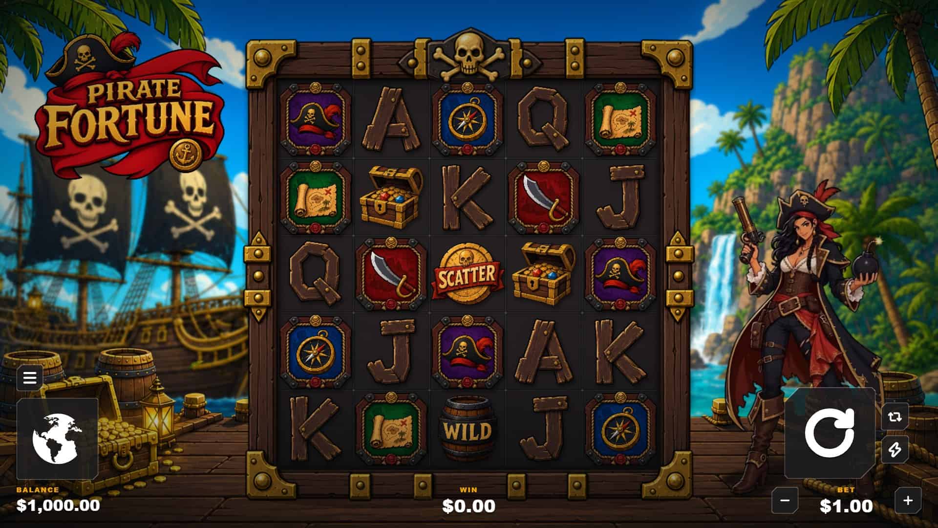 Pirate Fortune slot gameplay reels