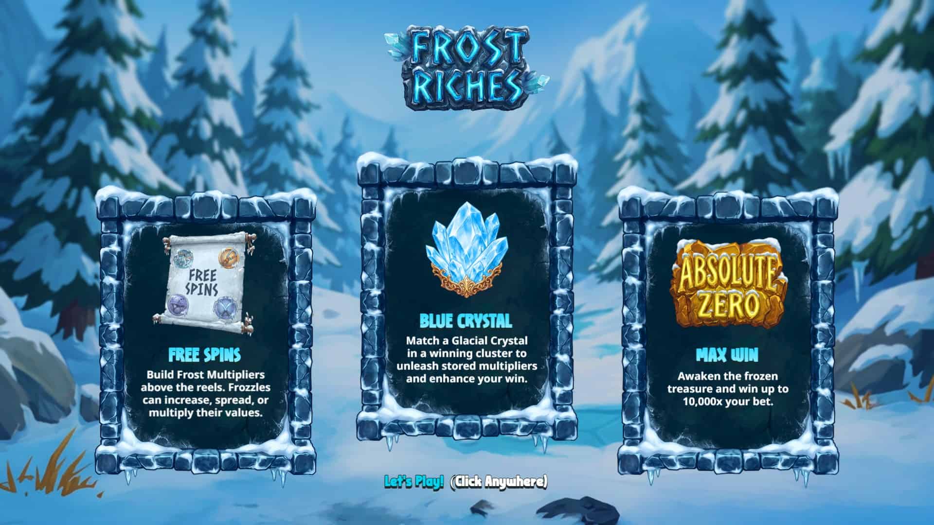 Frost Riches slot intro screen