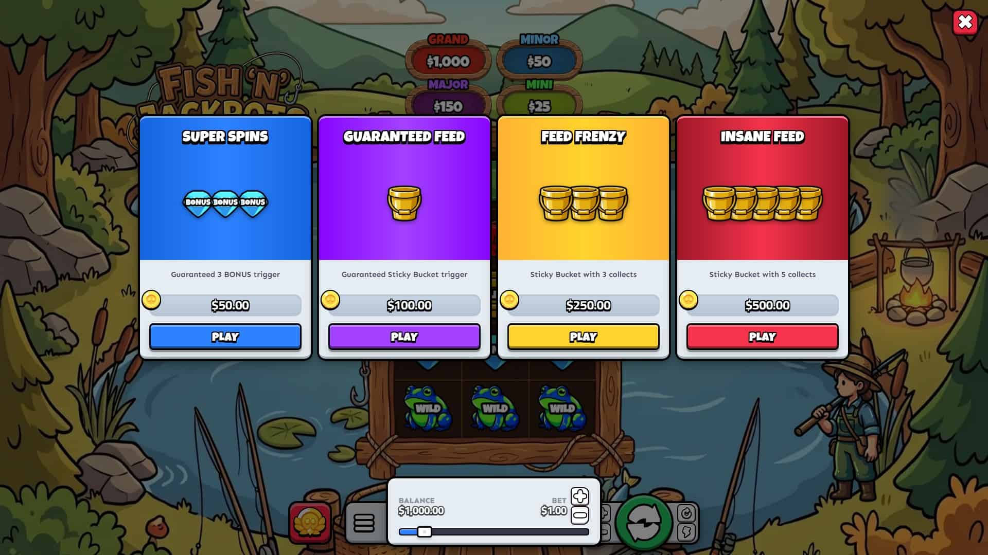 Fish N Jackpots bonus buy menu