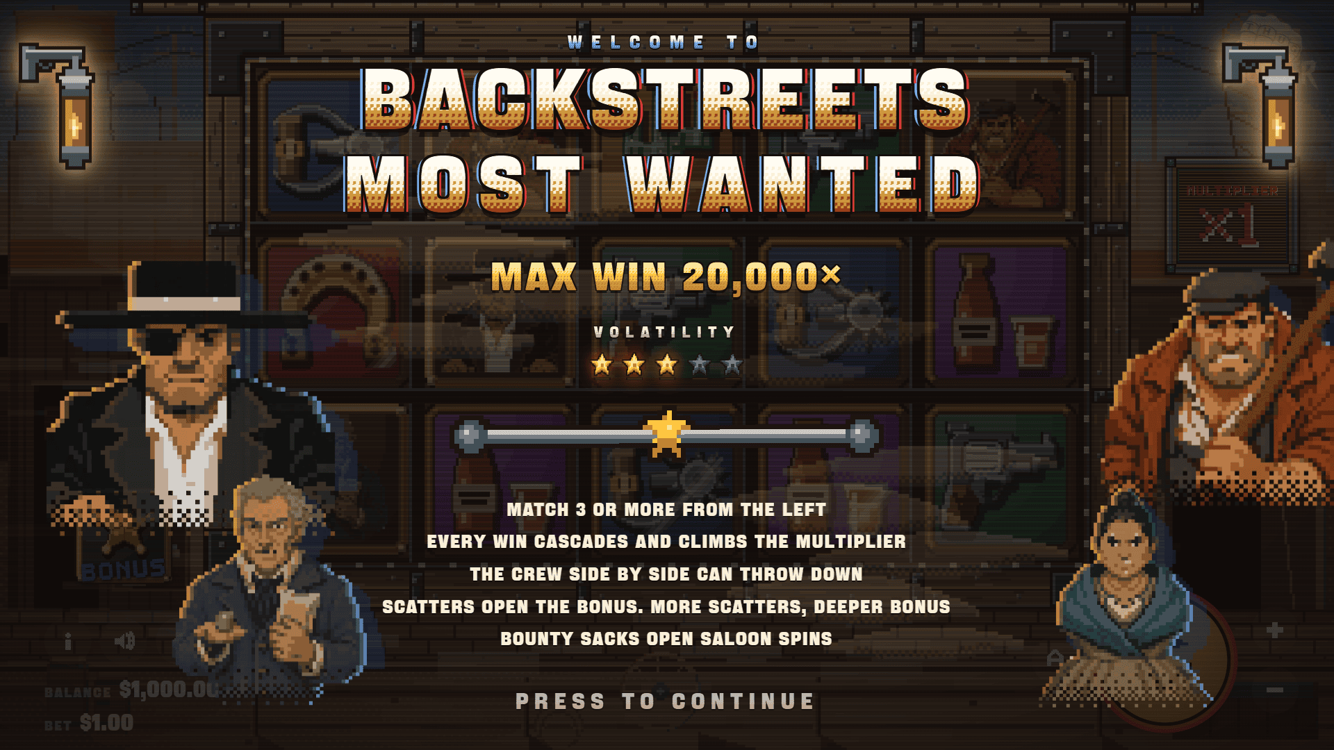 Backstreets: Most Wanted slot intro screen