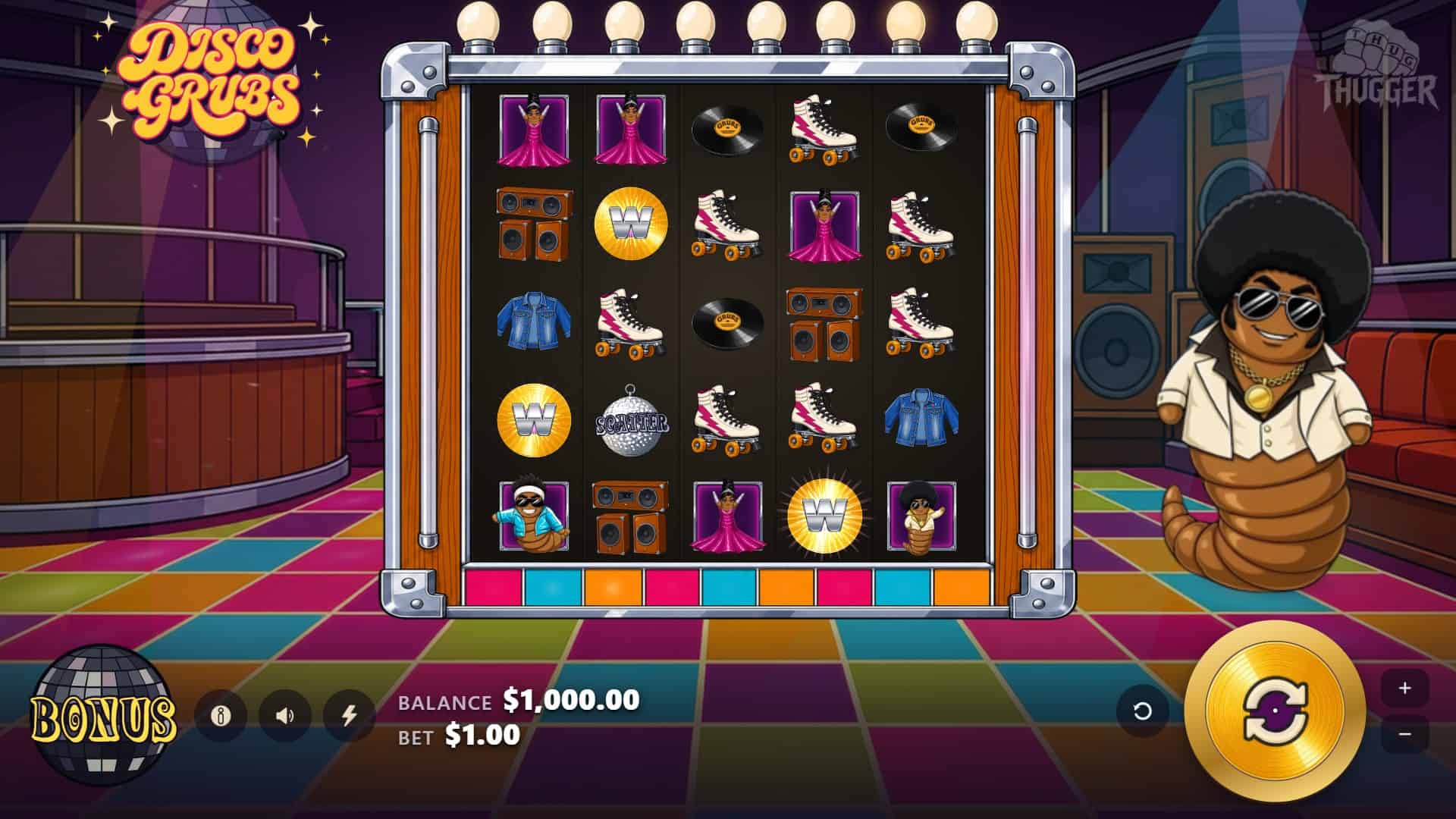 Disco Grubs slot gameplay reels