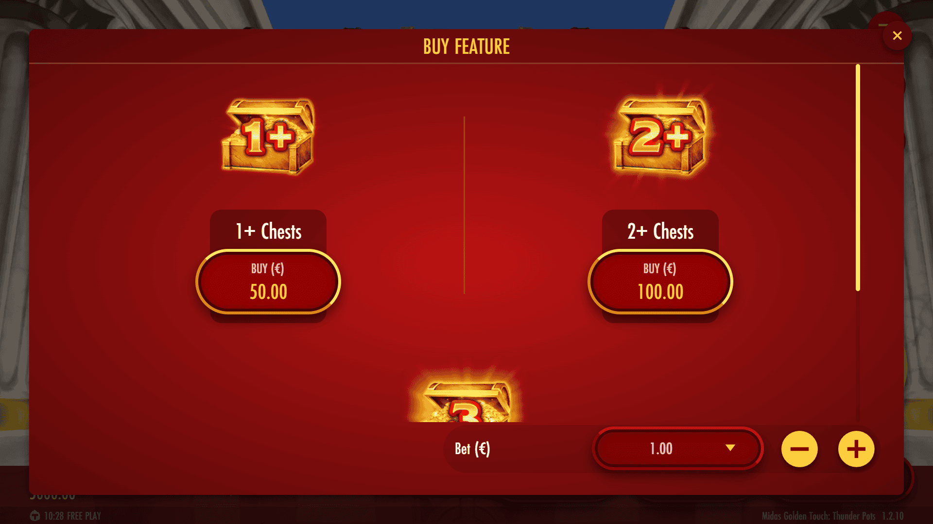 Midas Golden Touch: Thunder Pots bonus buy menu