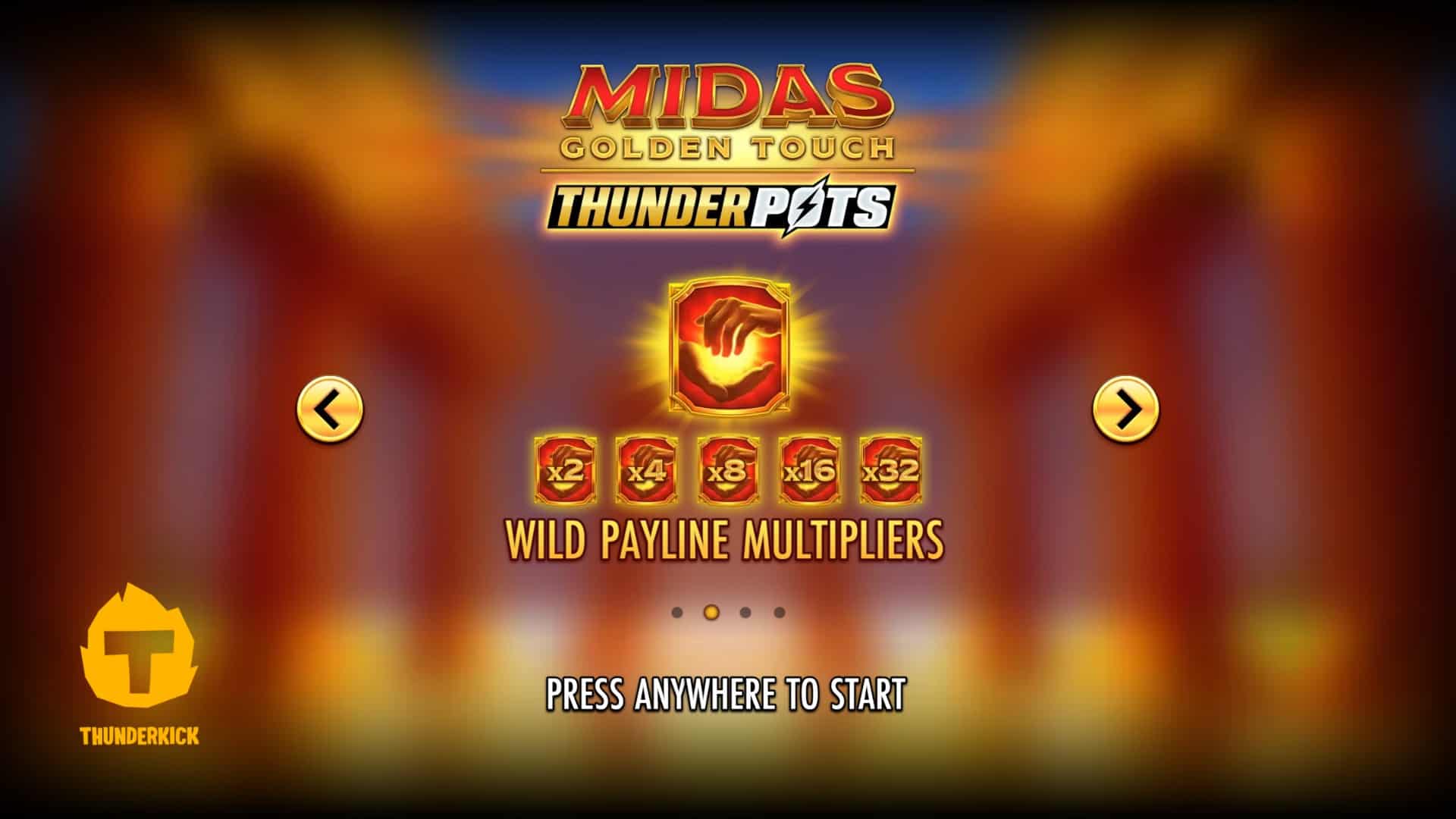 Midas Golden Touch: Thunder Pots slot intro screen