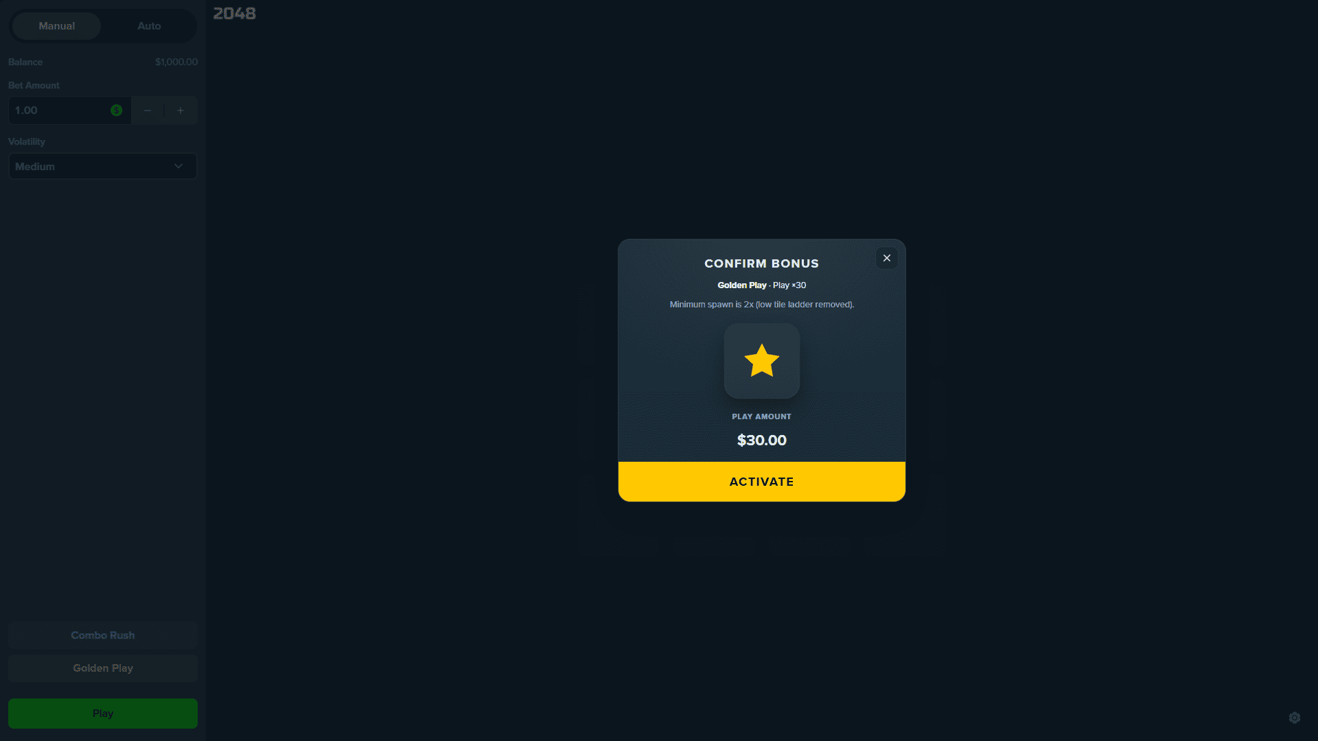 2048 bonus buy menu