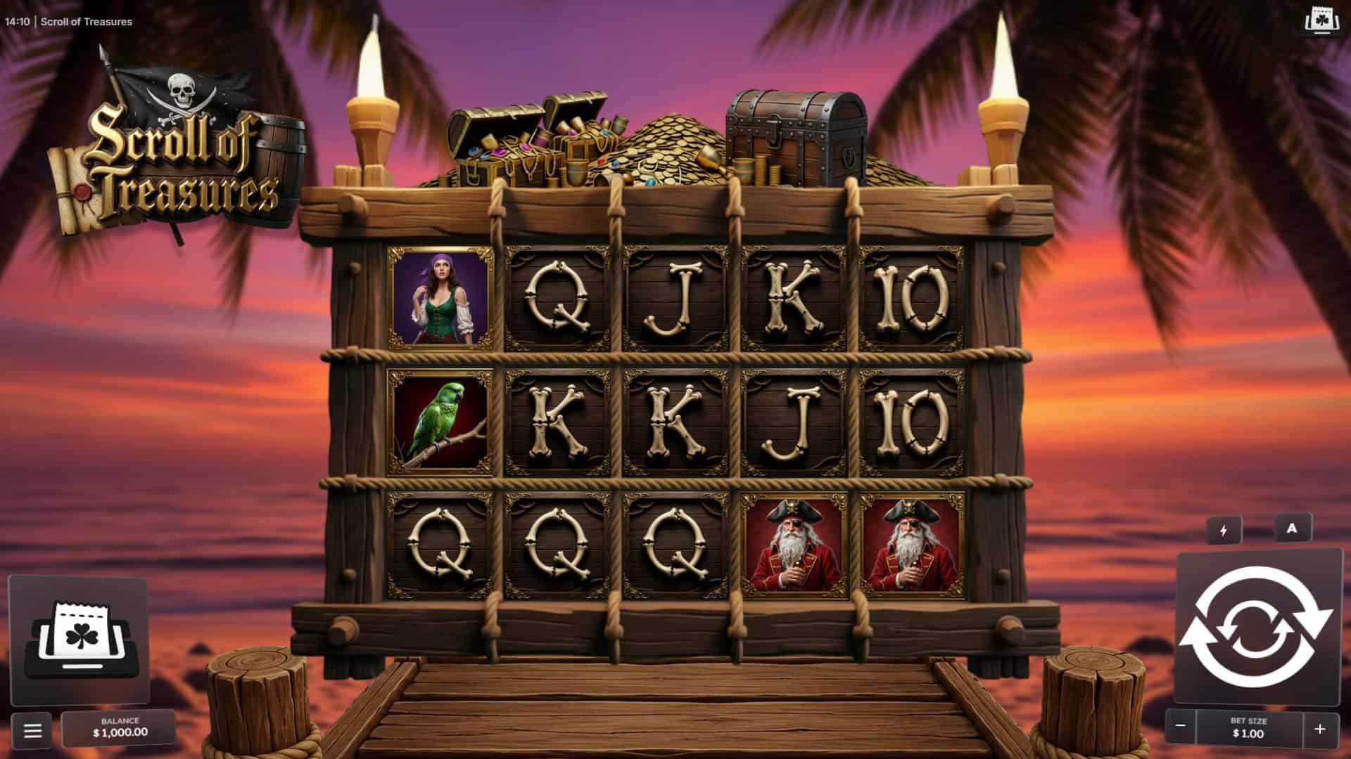 Scroll of Treasures slot gameplay reels