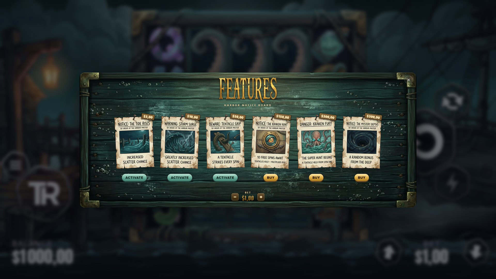 Craken Expand bonus buy menu