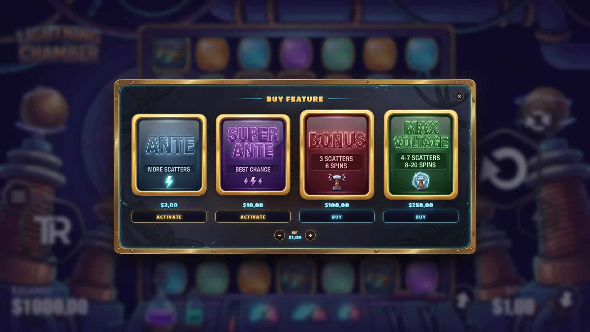 Lightning Chamber bonus buy menu