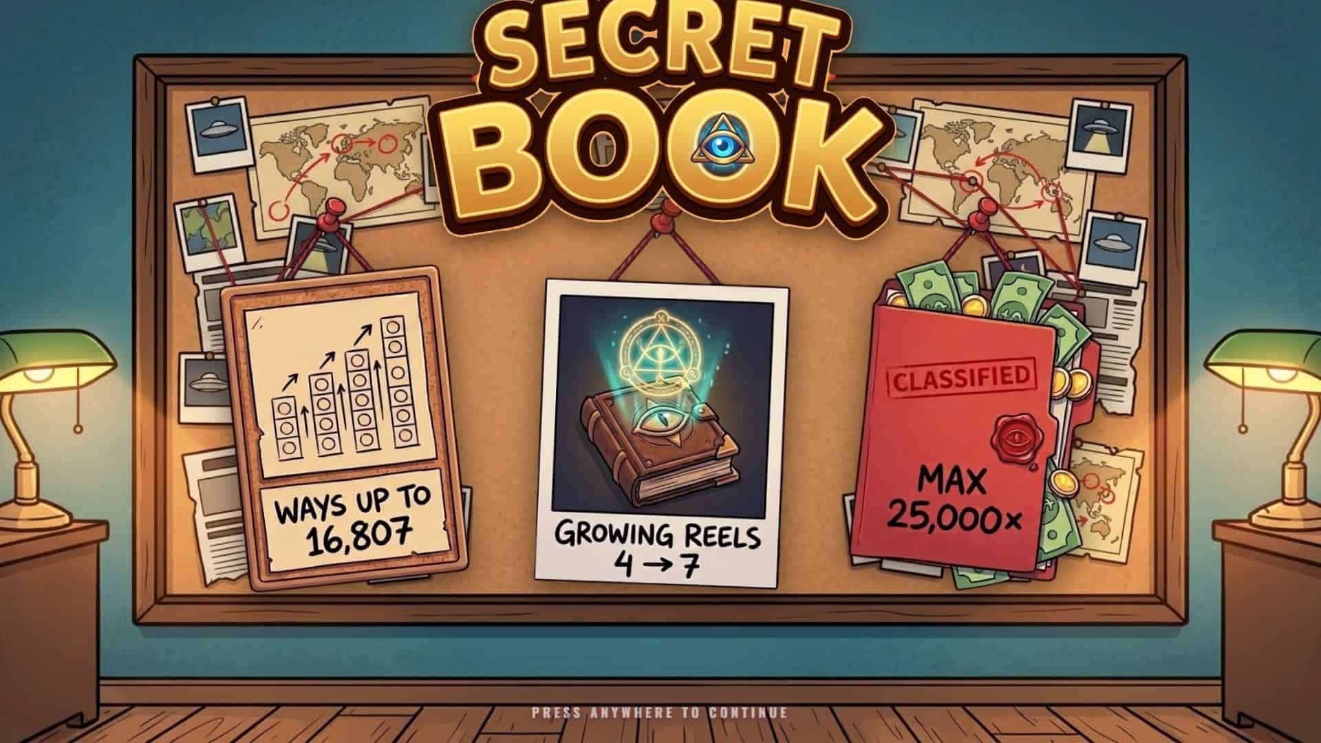 Secret Book slot intro screen