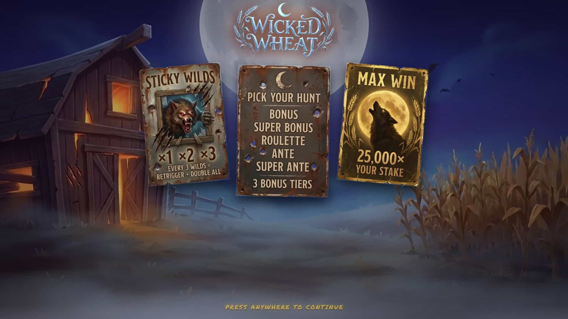 Wicked Wheat slot intro screen