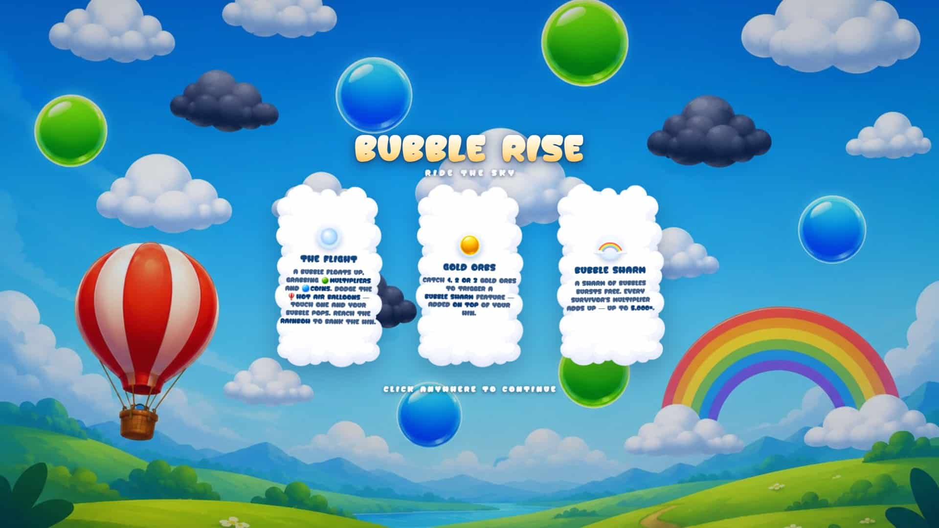 Bubble Rise slot intro screen