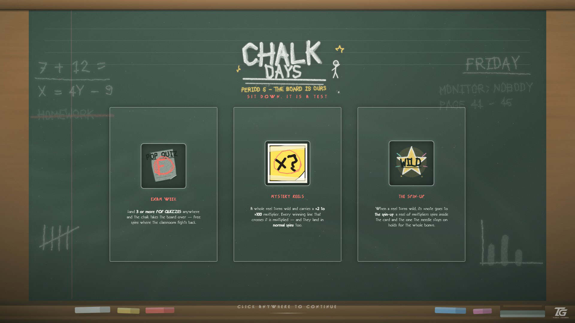Chalk Days slot intro screen