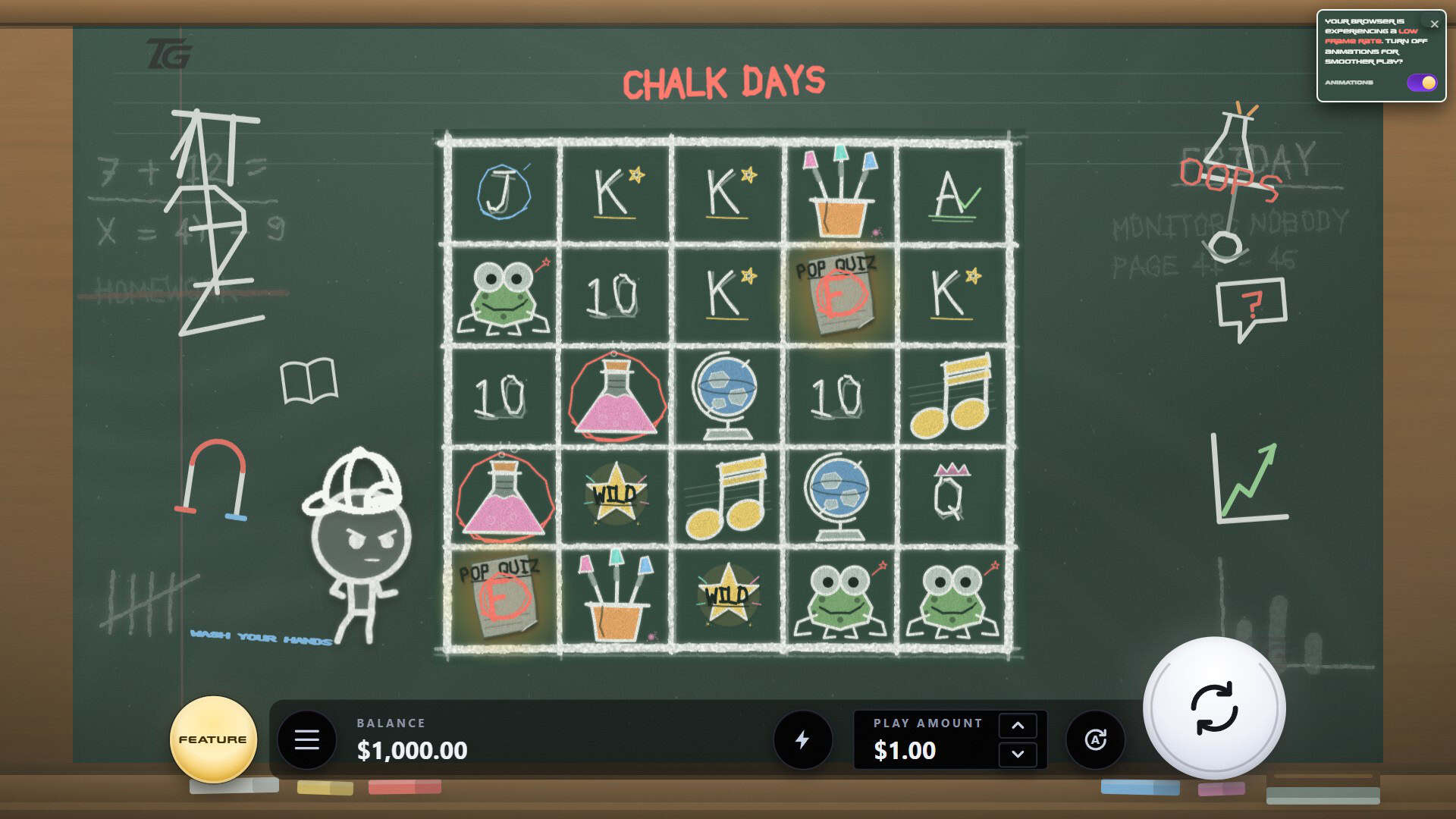 Chalk Days slot gameplay reels
