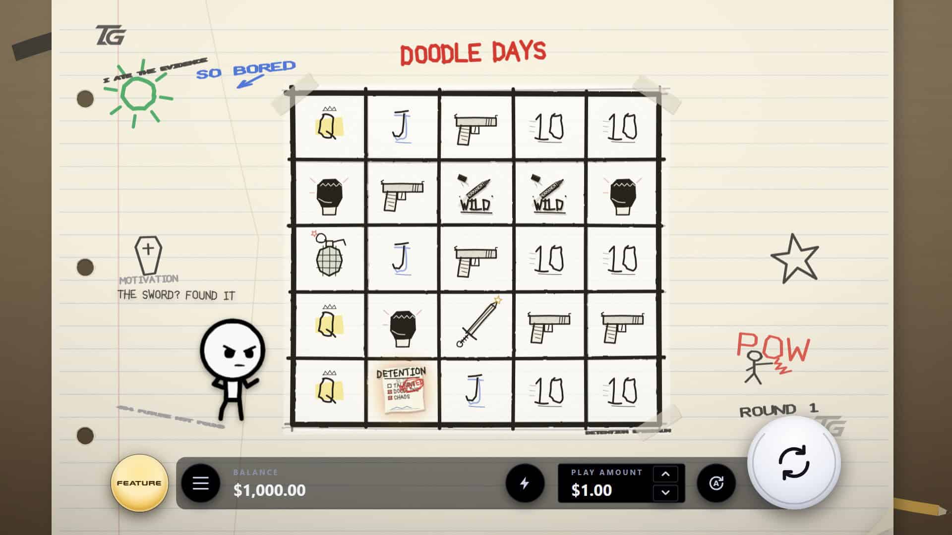 Doodle Days slot gameplay reels