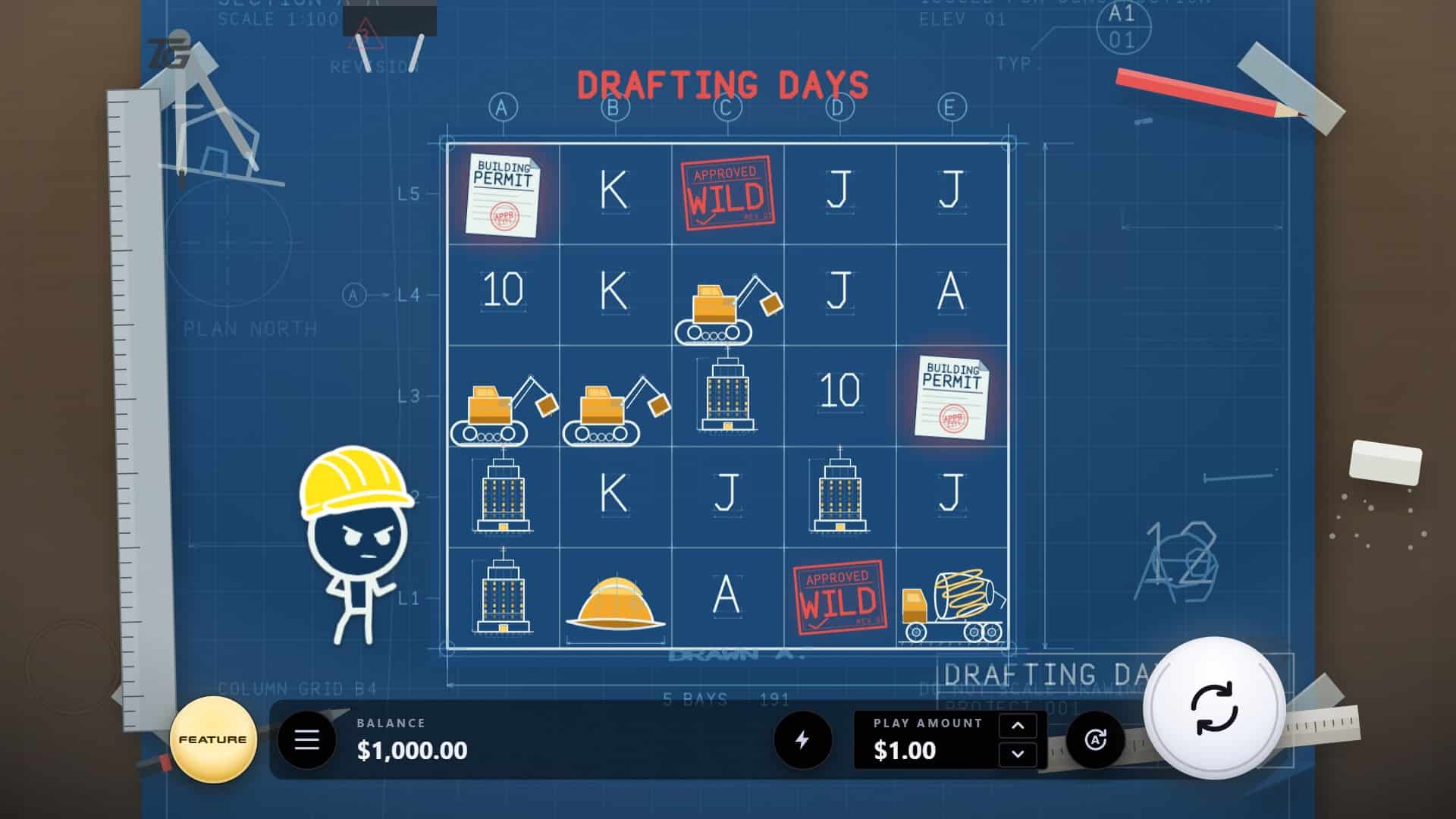 Drafting Days slot gameplay reels
