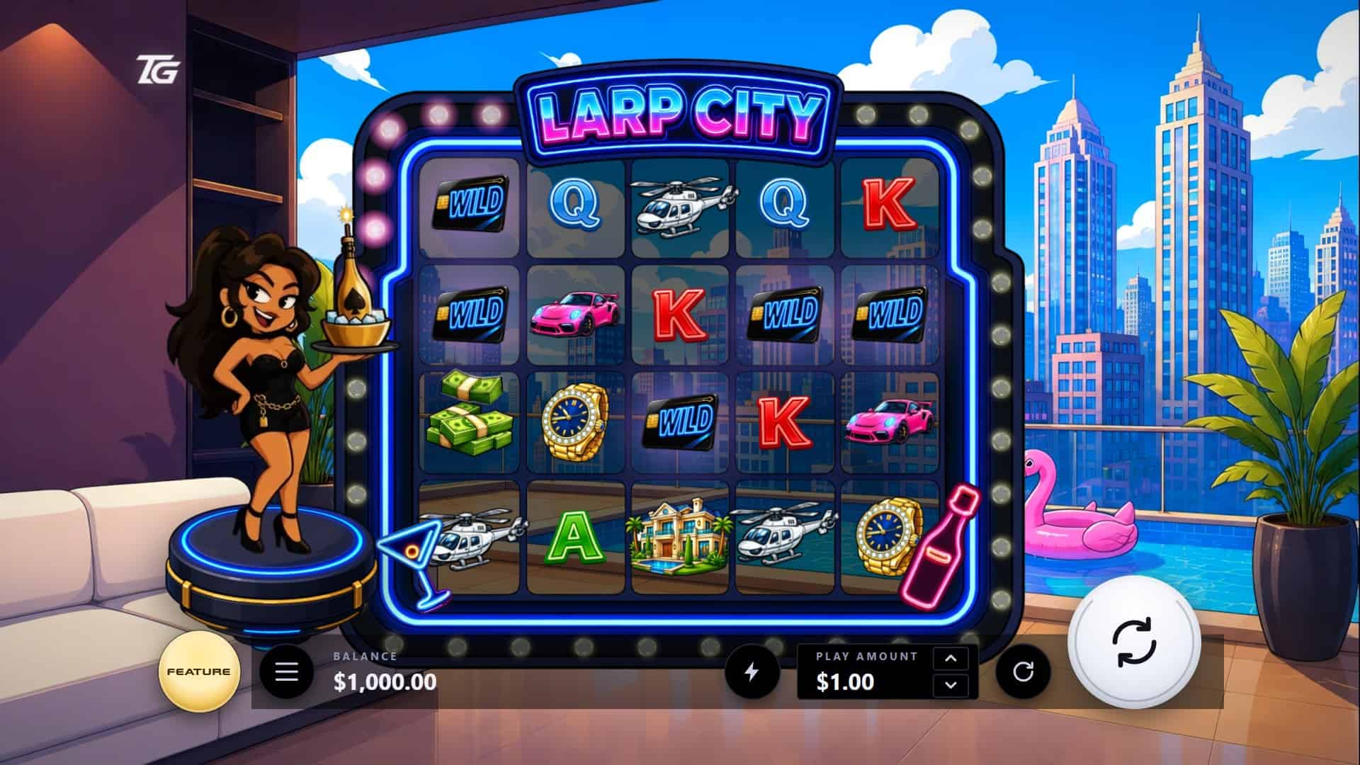 Larp City slot gameplay reels