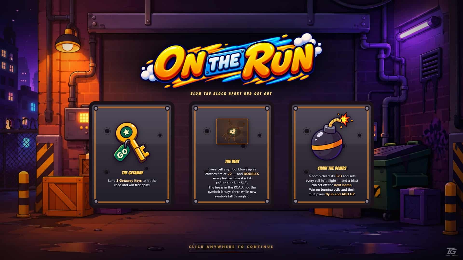 On The Run slot intro screen