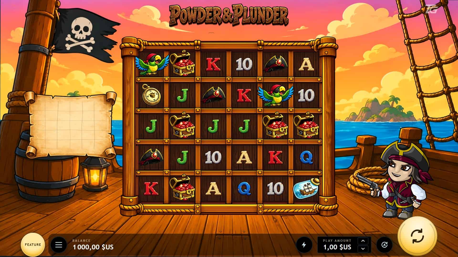 Powder And Plunder slot gameplay reels