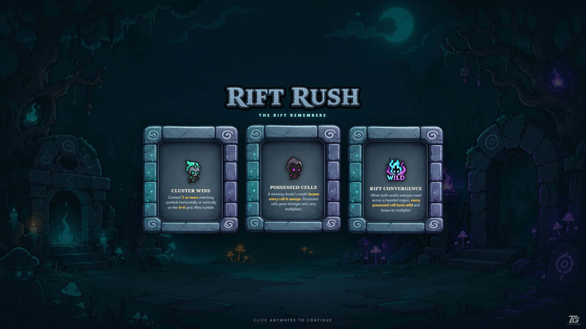 Rift Rush slot intro screen