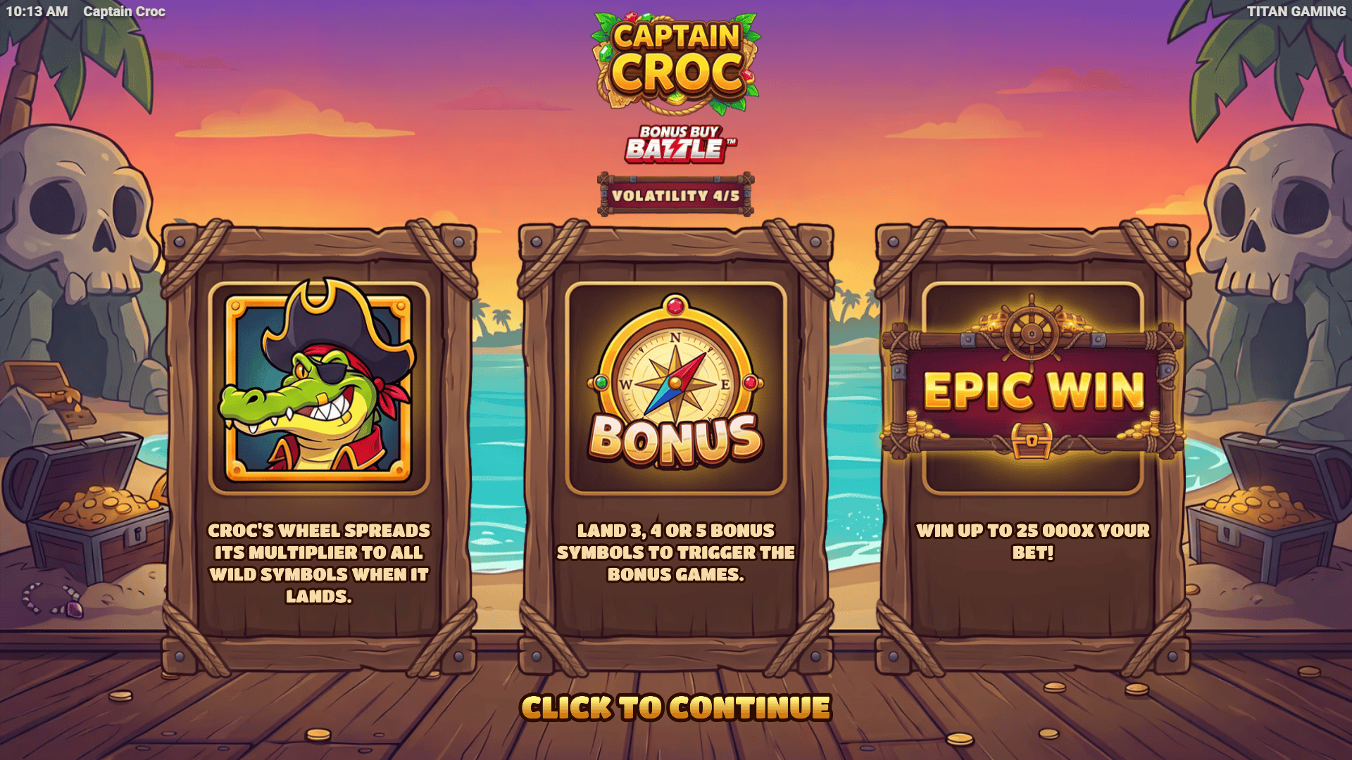 Captain Croc slot intro screen