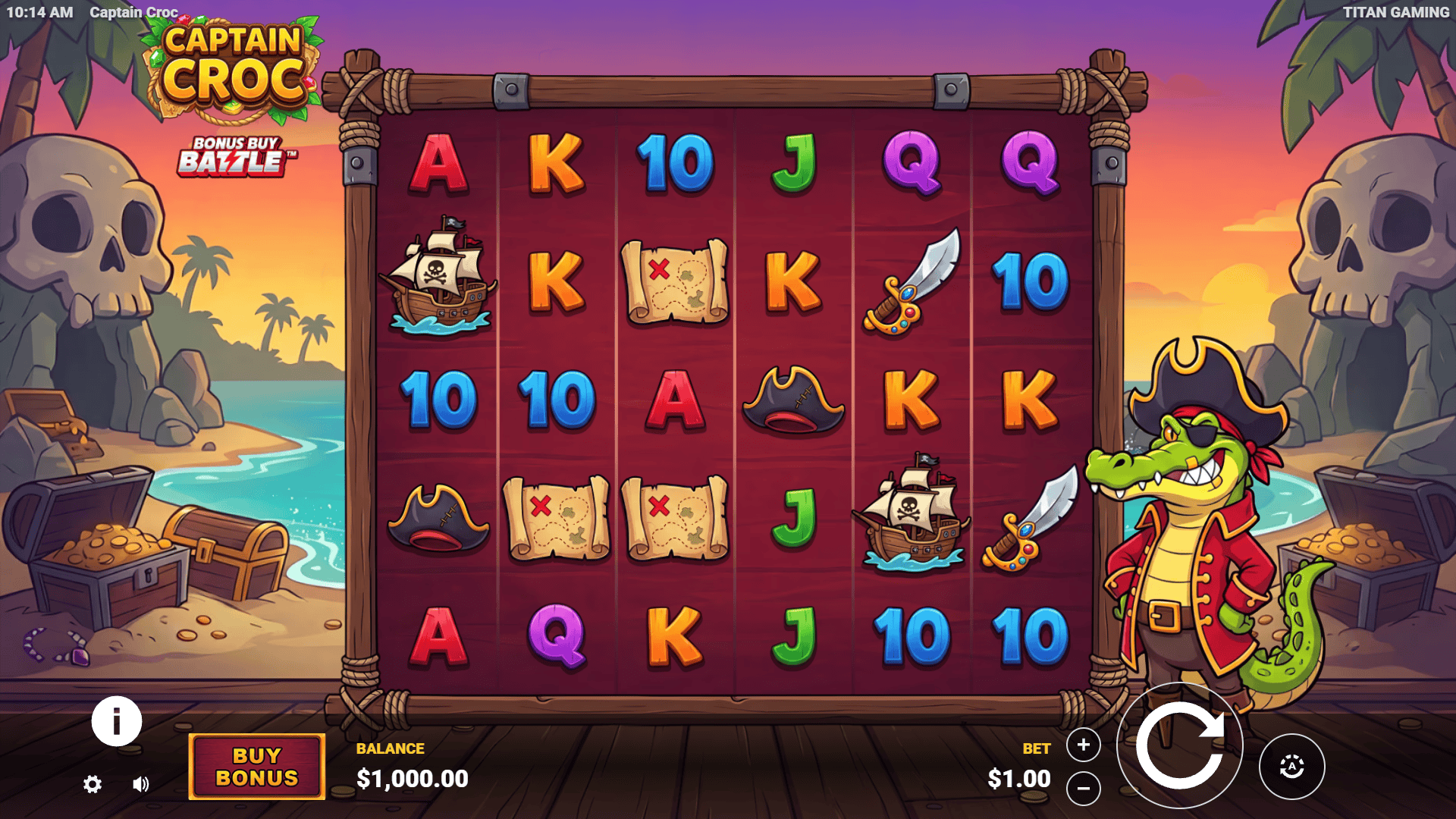 Captain Croc slot gameplay reels