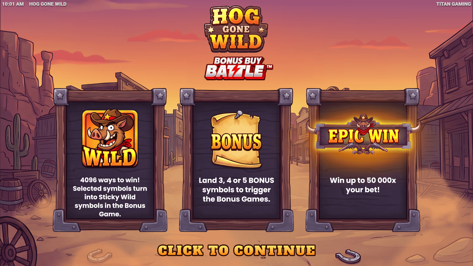 Hog Gone Wild slot intro screen