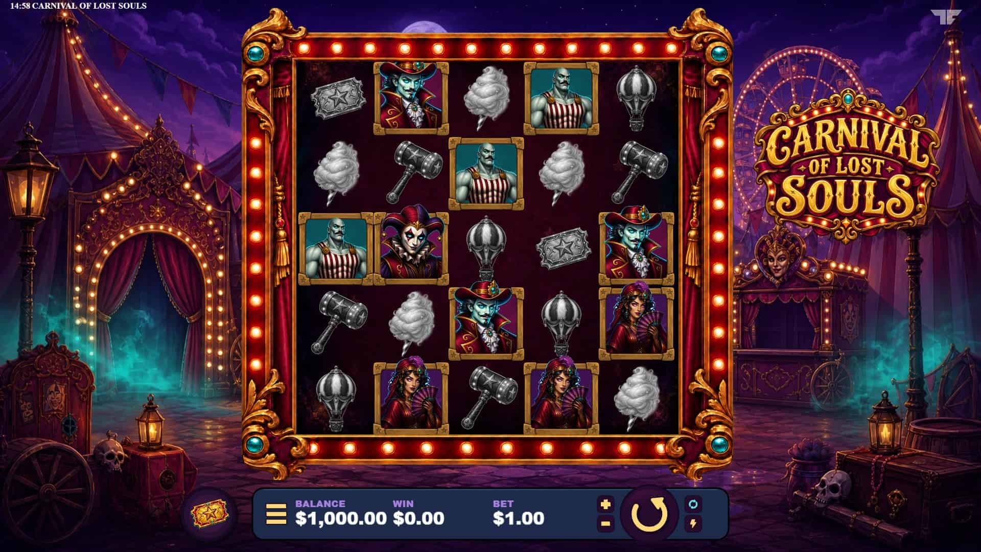 Carnival Souls slot gameplay reels
