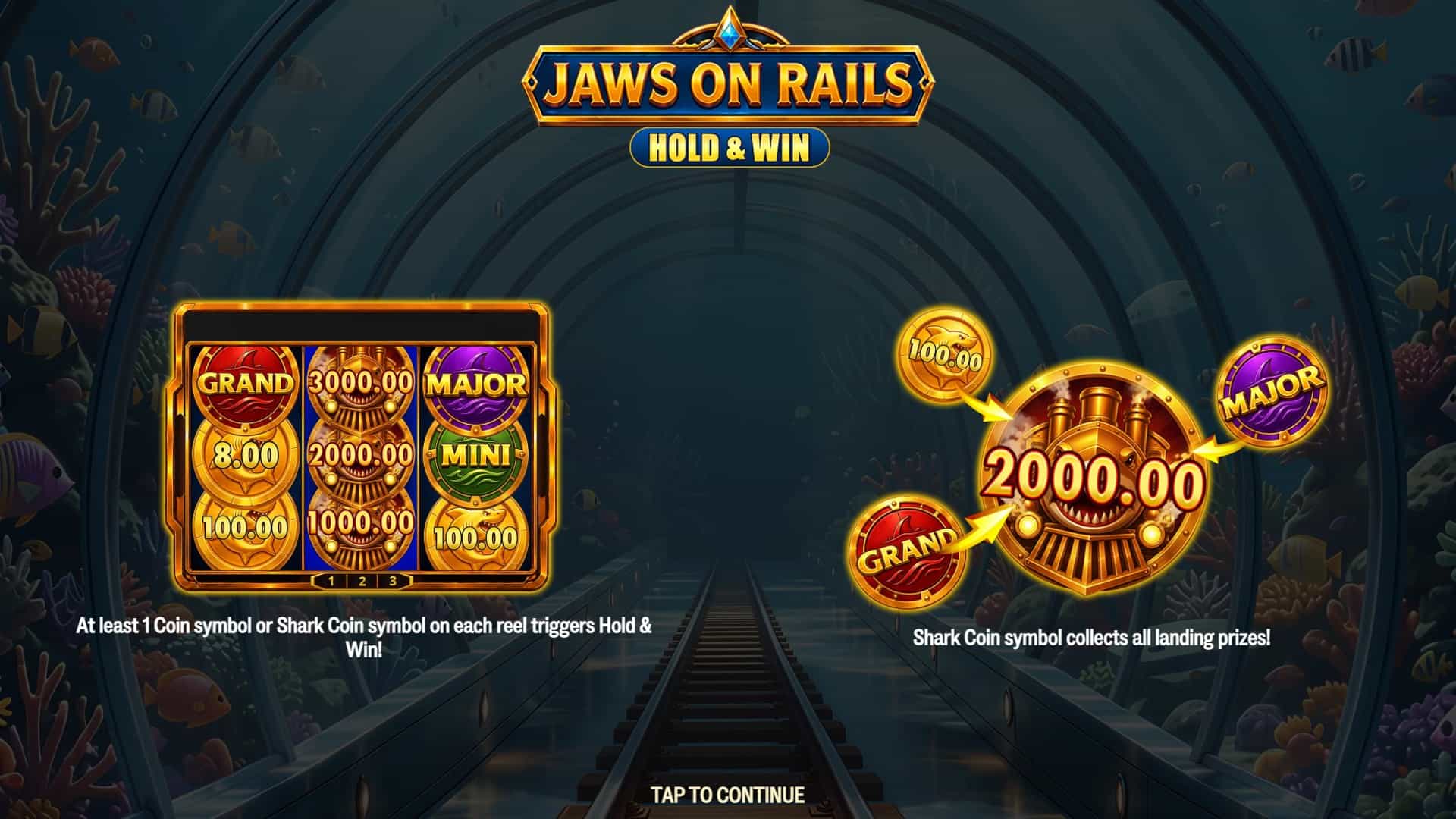 Jaws on Rails: Hold and Win slot intro screen