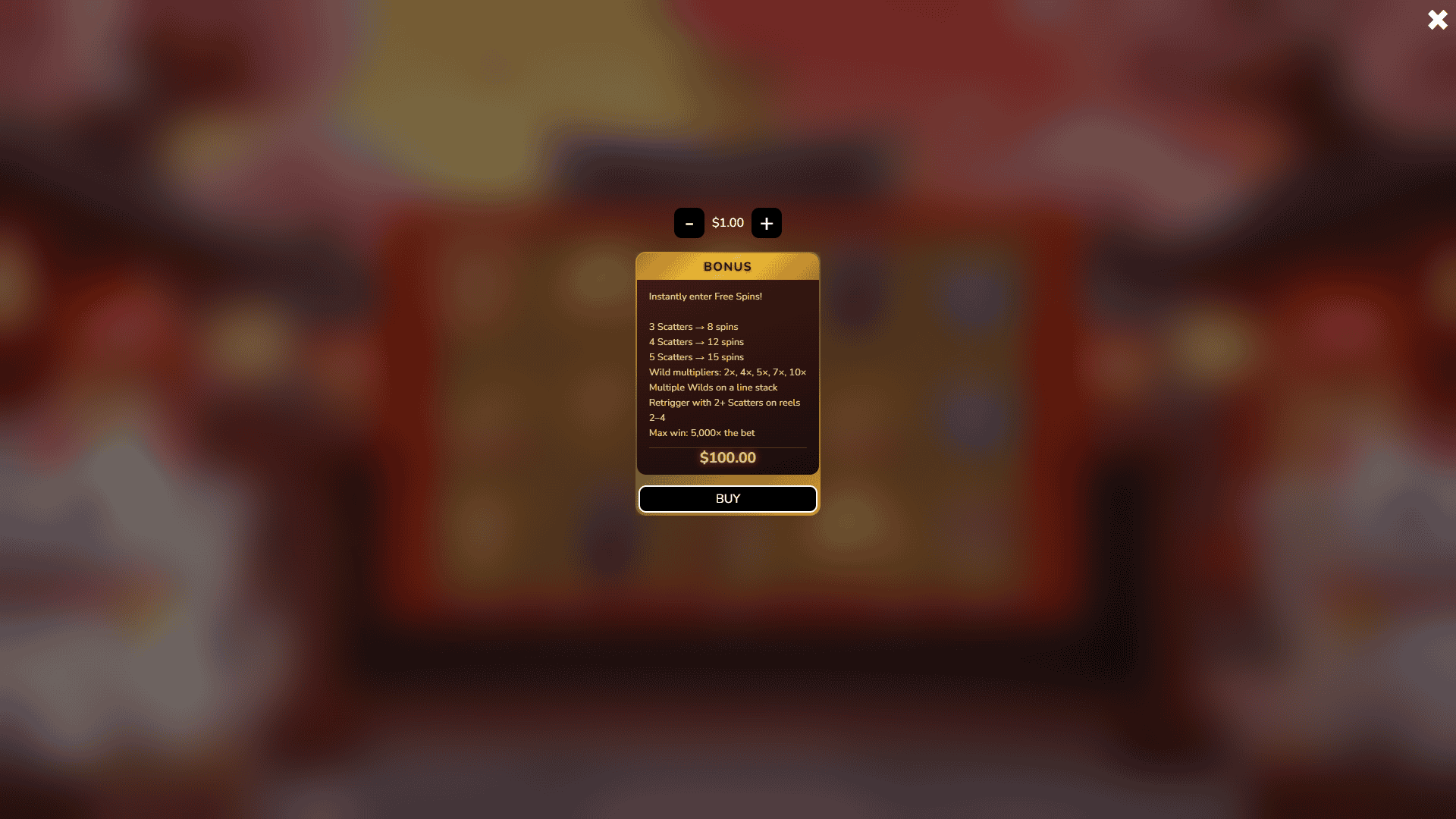 Lucky Cats bonus buy menu