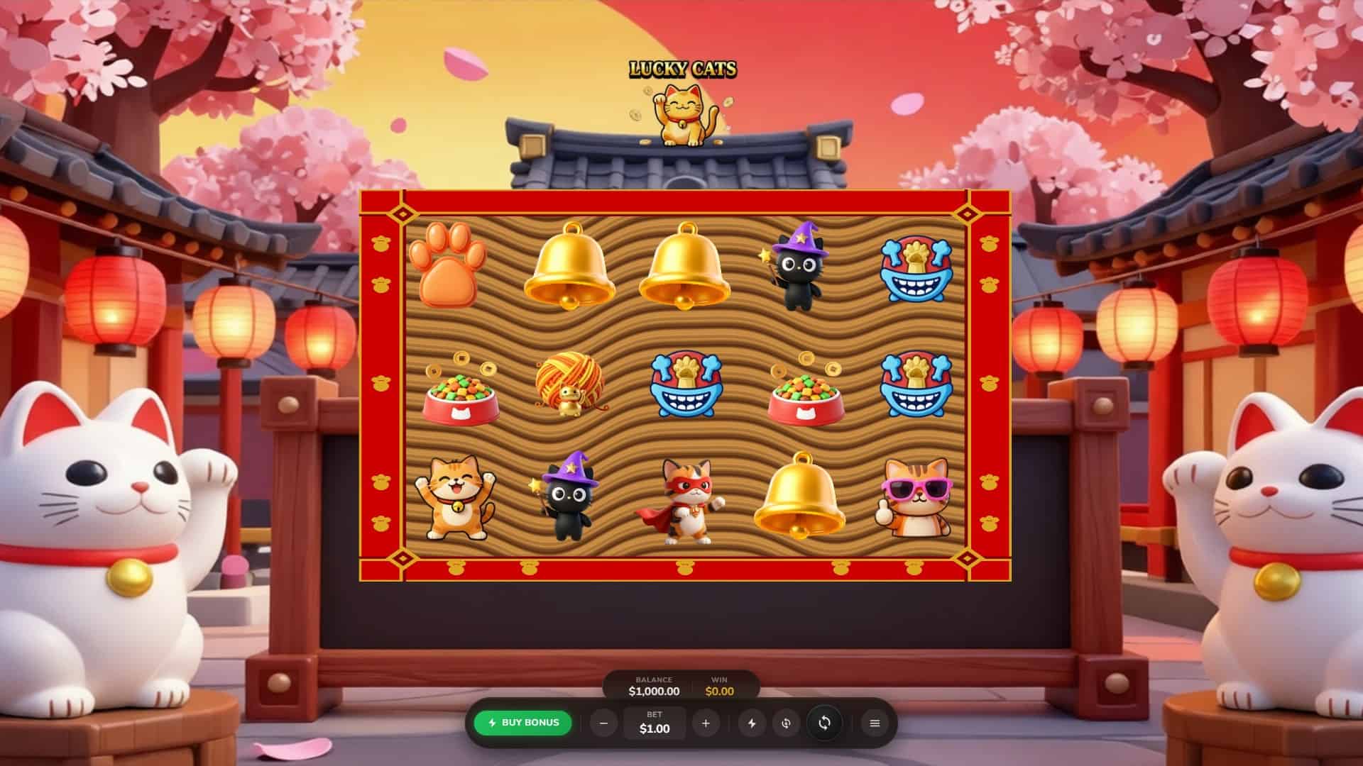 Lucky Cats slot gameplay reels