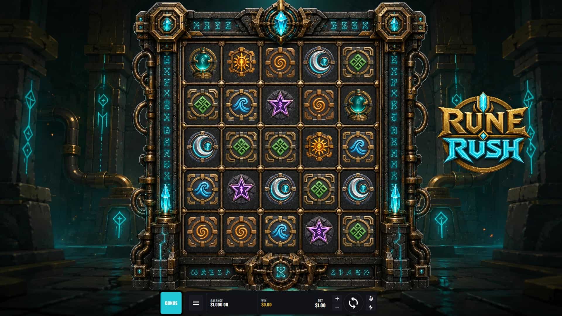 Rune Rush slot gameplay reels