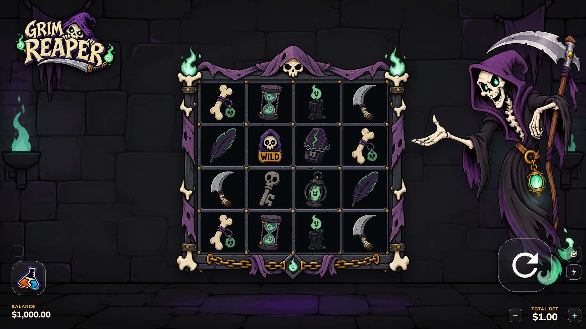Grim Reaper slot gameplay reels
