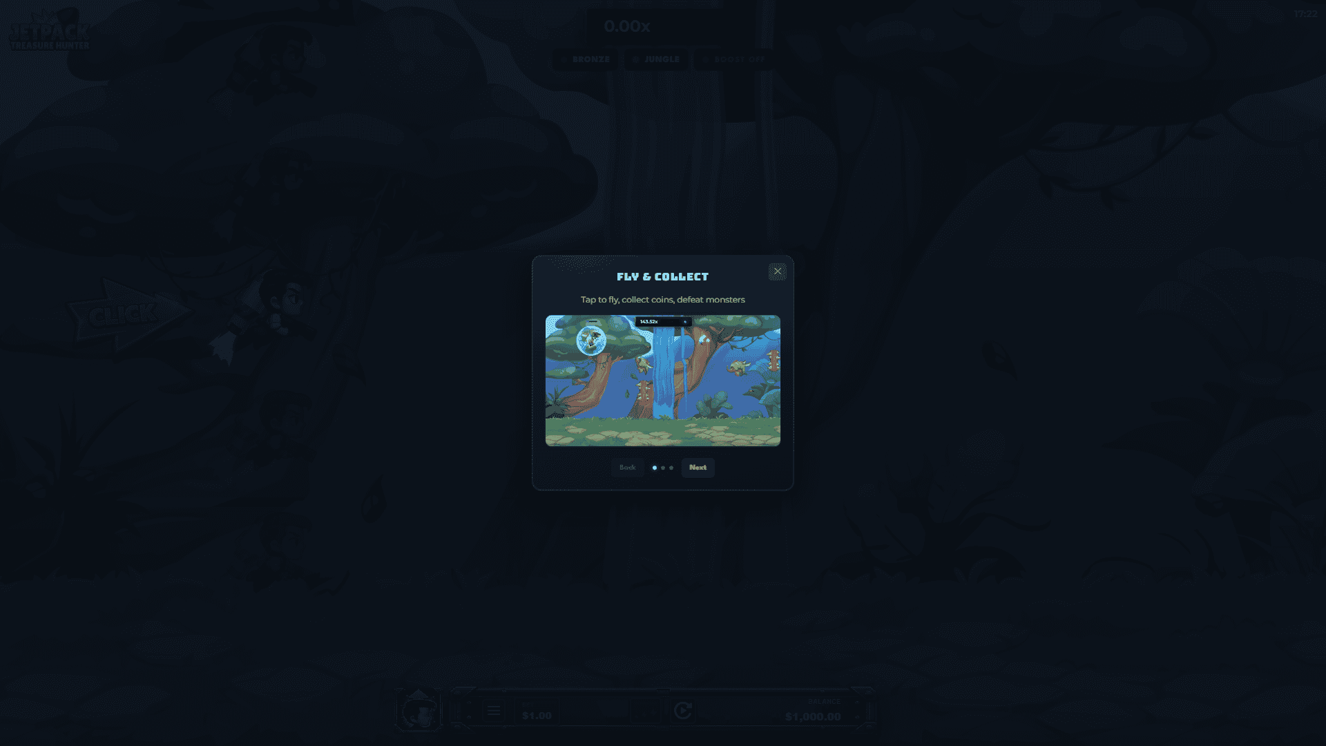 Jetpack Treasure Hunter slot intro screen