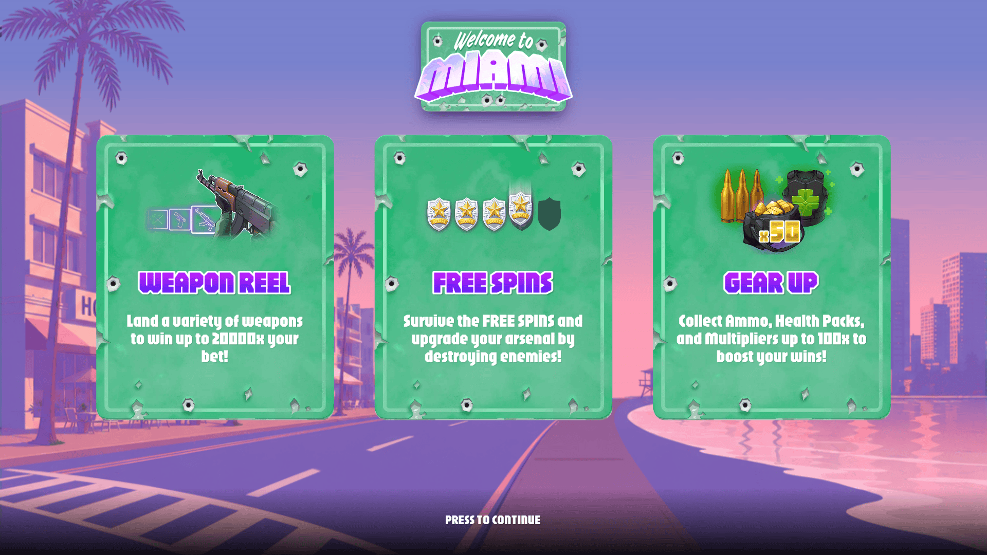 Welcome To Miami slot intro screen