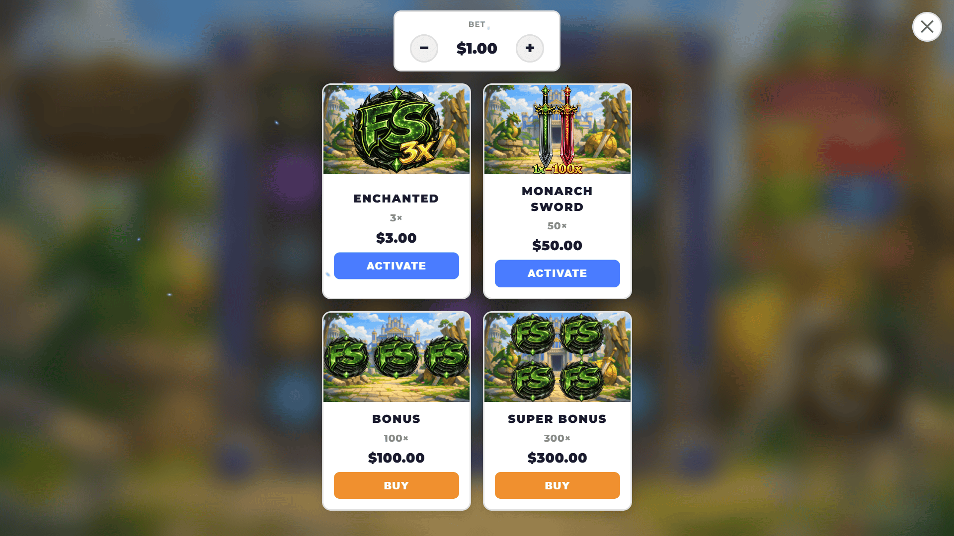 Sword Monarch bonus buy menu