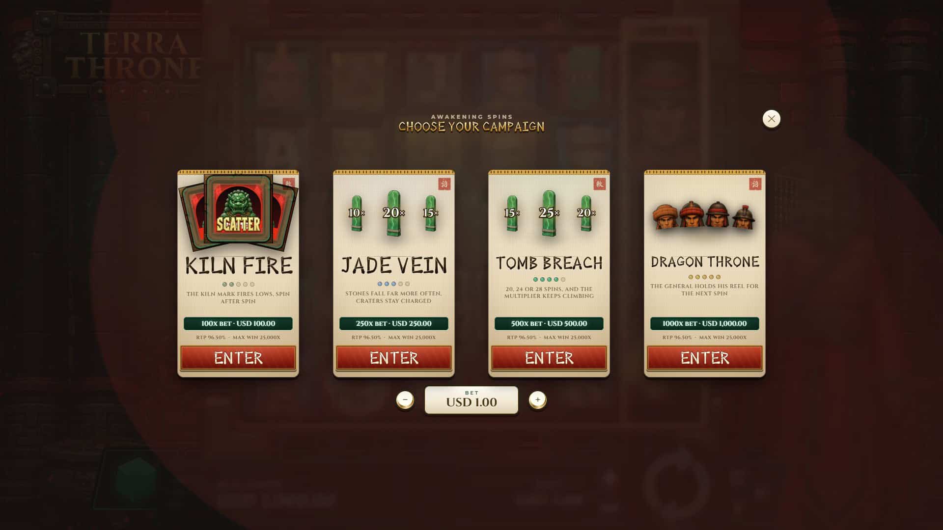 Terra Throne bonus buy menu