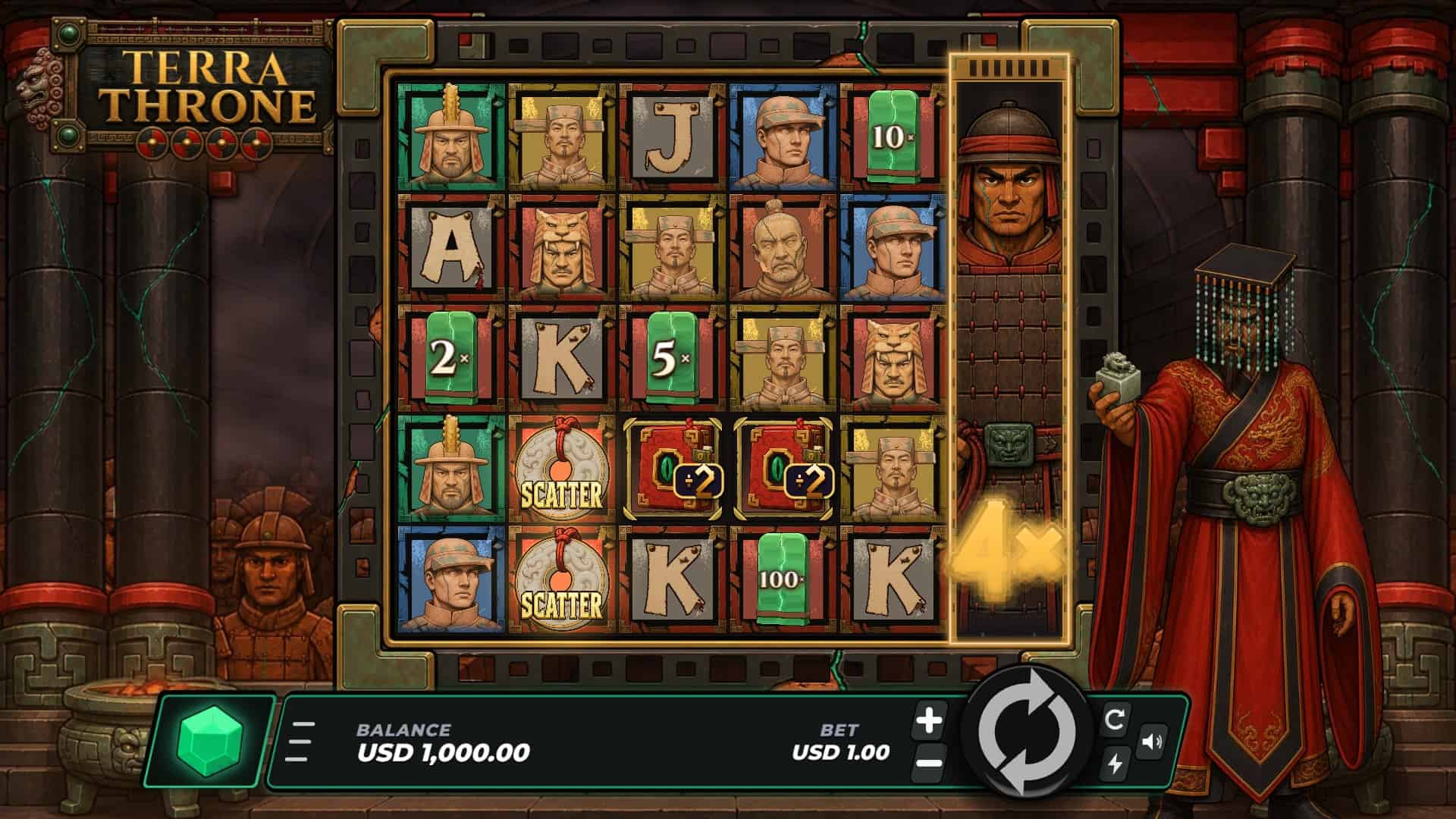 Terra Throne slot gameplay reels