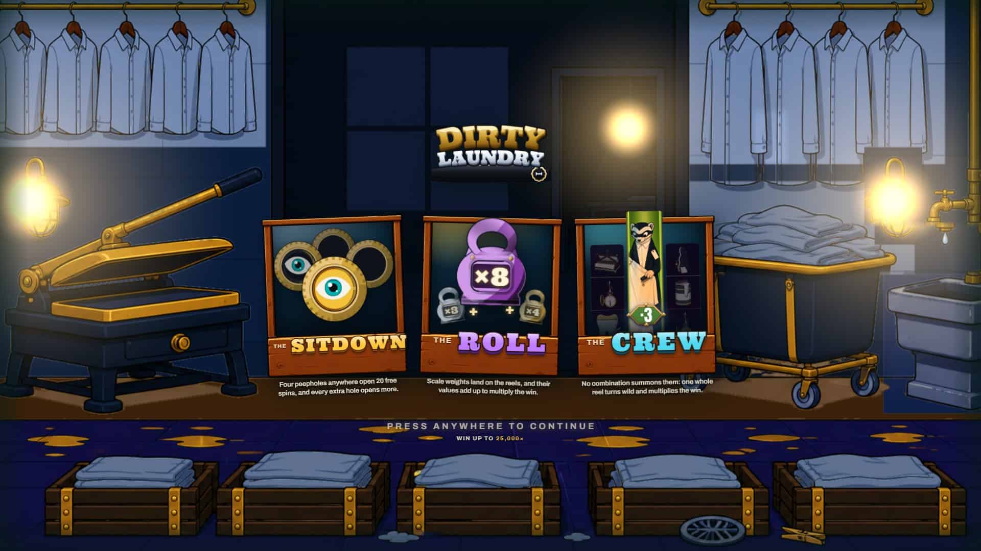 Dirty Laundry slot intro screen