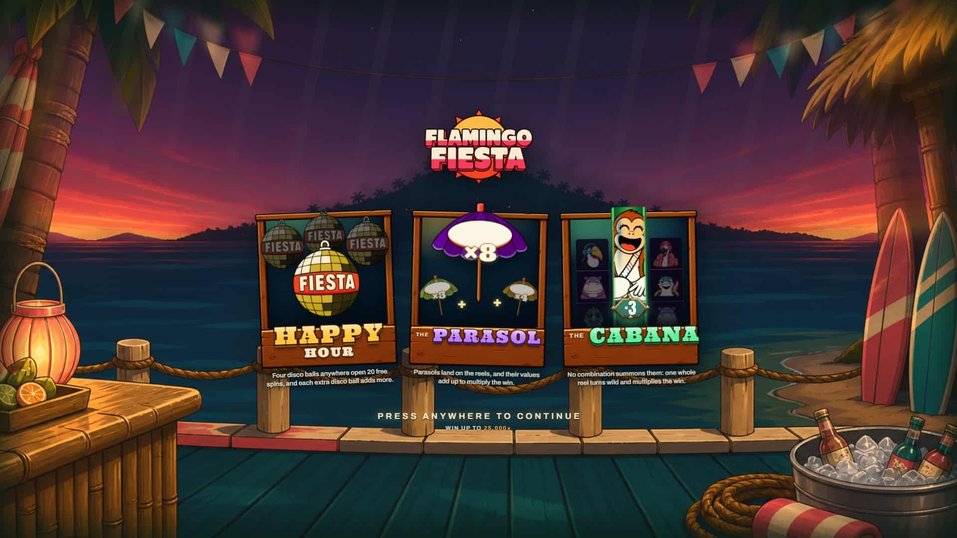 Flamingo Fiesta slot intro screen