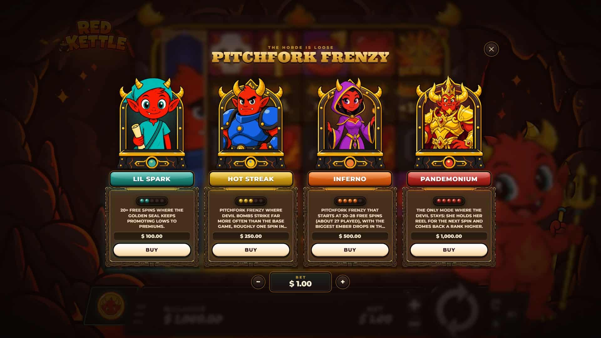 Red Kettle bonus buy menu