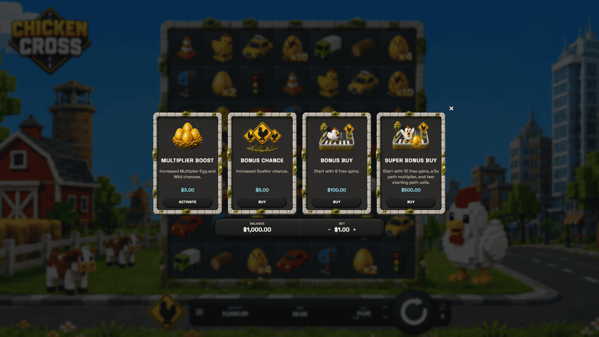 Chicken Cross bonus buy menu