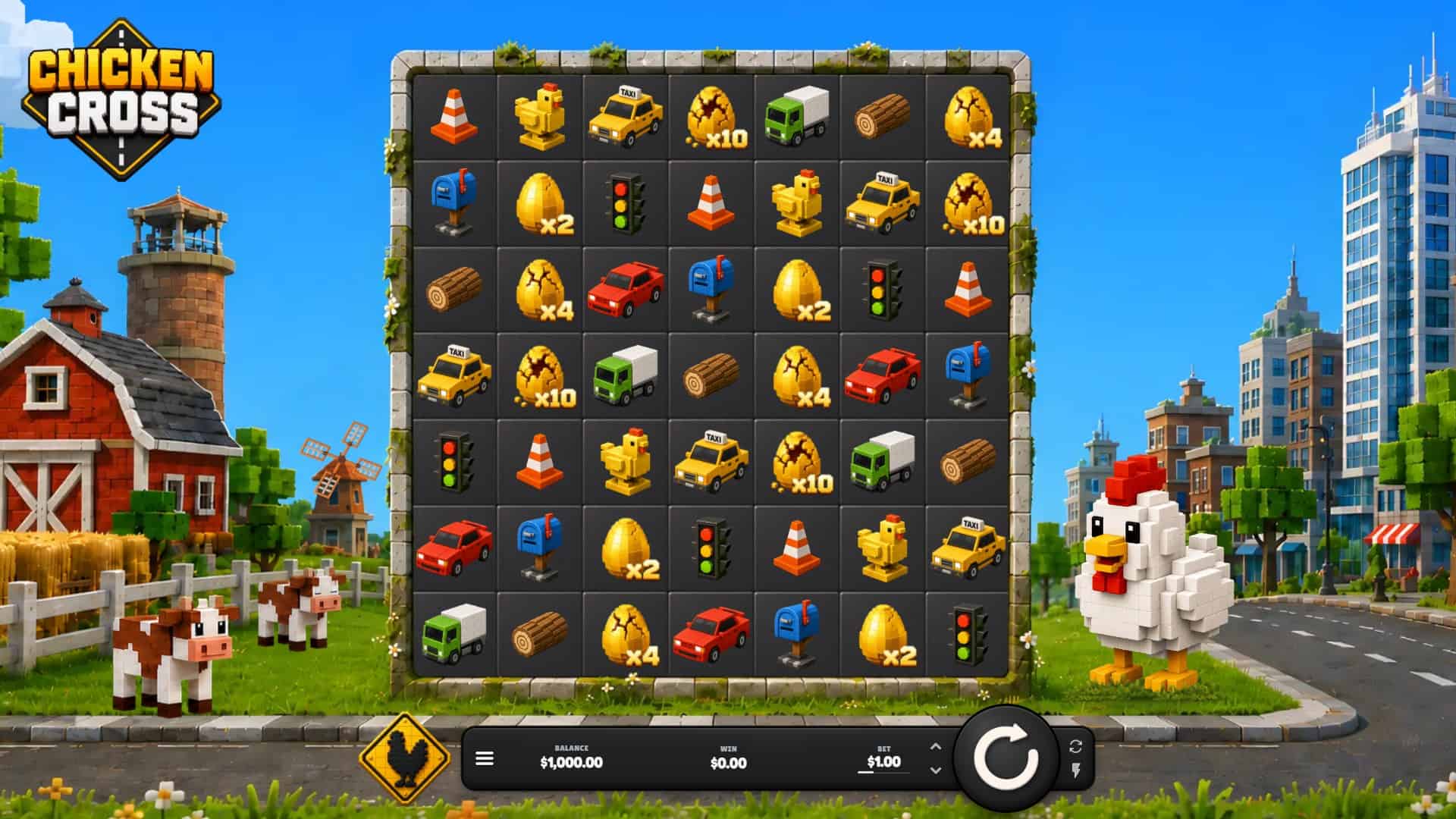 Chicken Cross slot gameplay reels