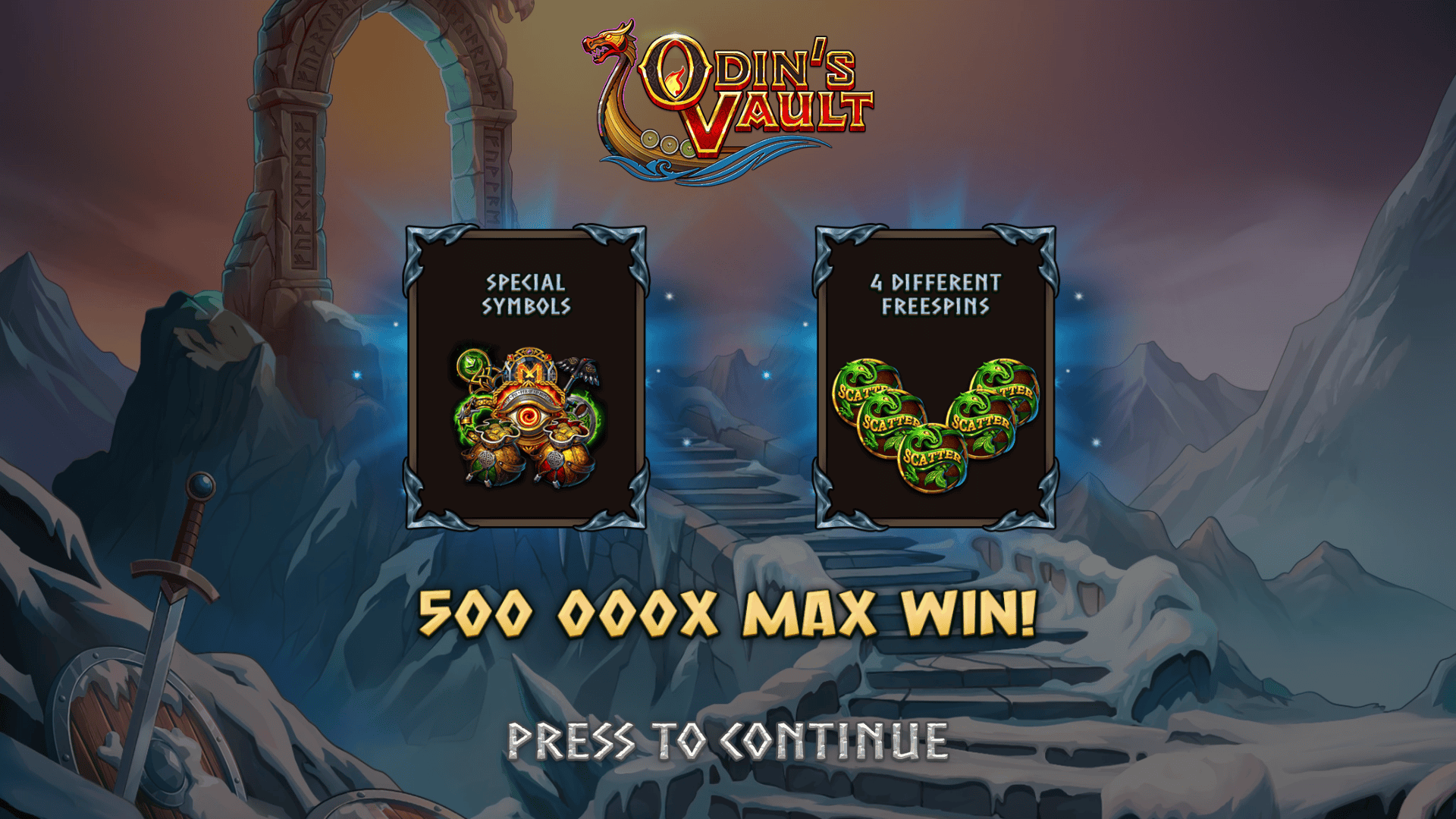 Odins Vault slot intro screen